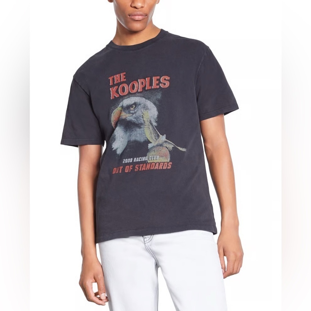 The KOOPLES Relaxed Fit Short Sleeve Crewneck Graphic Tee - Black Washed